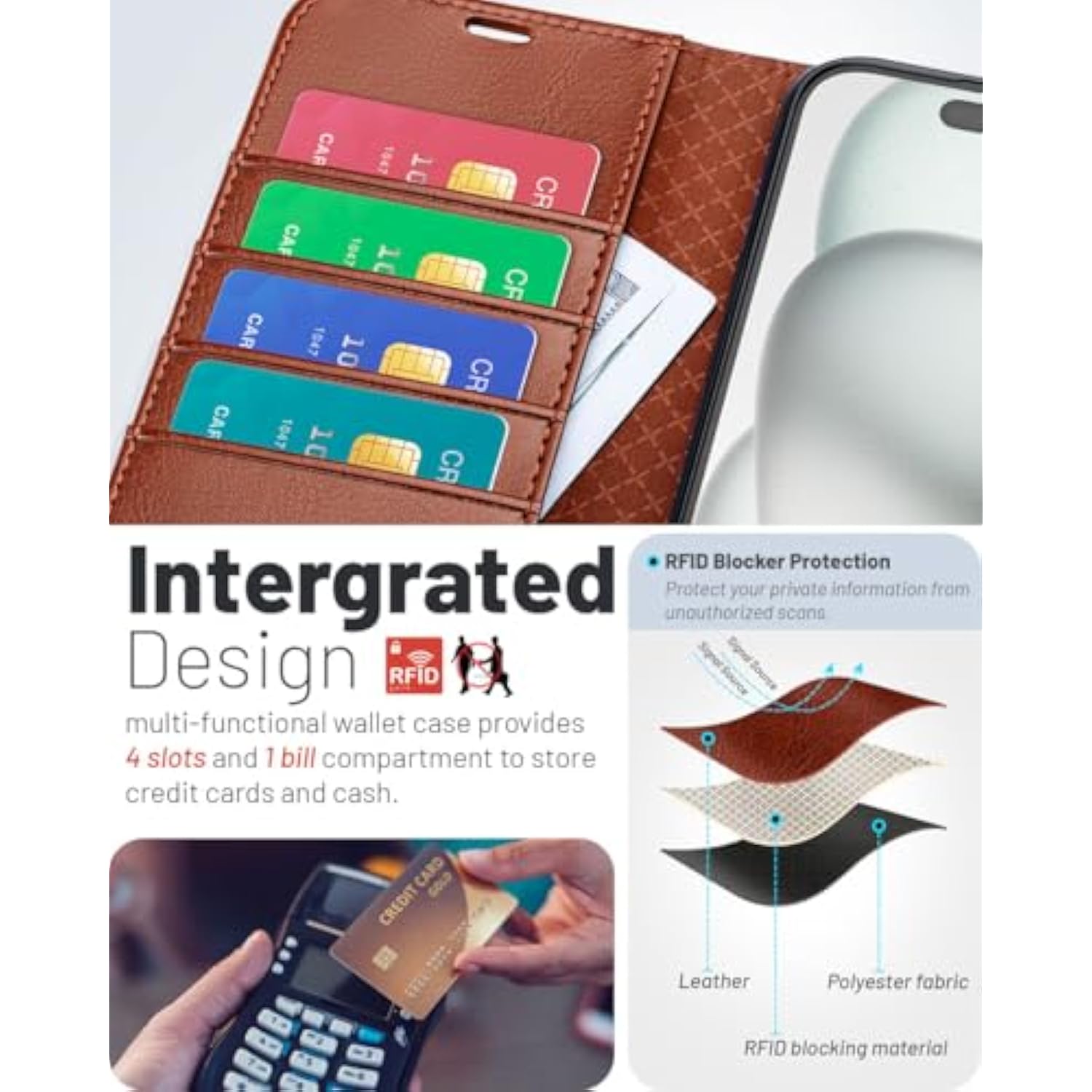 Compatible With Iphone 16 Pro Max Wallet Case, Pu Leather Flip Folio Case With Card Holders Rfid Blocking Kickstand [Shockproof Tpu Inner Shell] Phone Cover 6.9 Inch 2024, Dark Brown