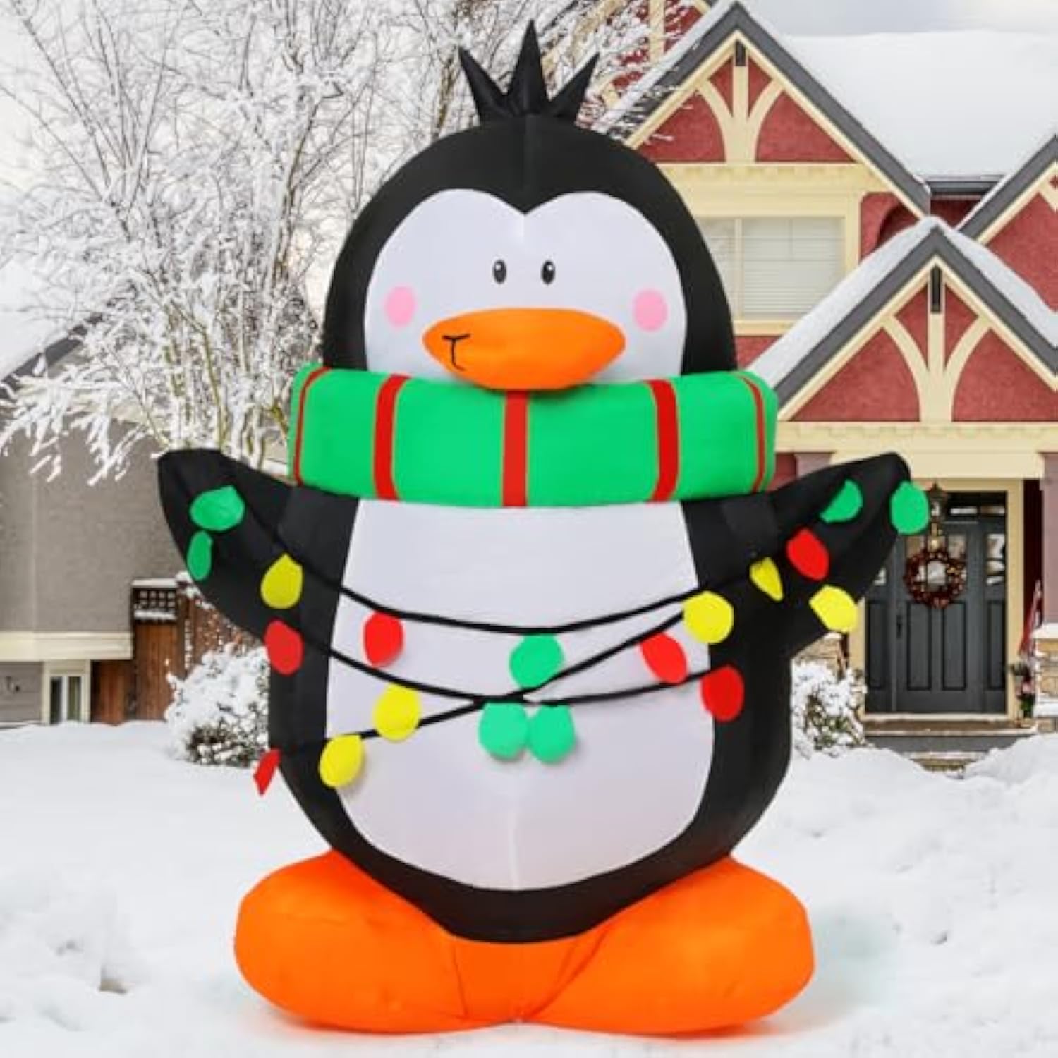 4.2 Ft Christmas Inflatables Outdoor Decoration Penguin Inflatables Christmas Blow Up Yard Decorations With Led Lights C