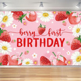 Strawberry Birthday Party Decorations For Girls Sweet One Birthday Decoration Backdrop For Berry First Birthday Party Supplies?5Ft X 3Ft?