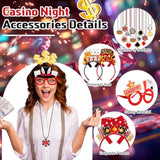 36 Pcs Casino Night Party Favors Casino Theme Felt Headband Eyeglasses Beaded Necklaces Dice Dollar Sign Poker Party Decorations Accessories For Las Vegas Game Night Decor Photo Prop Supplies