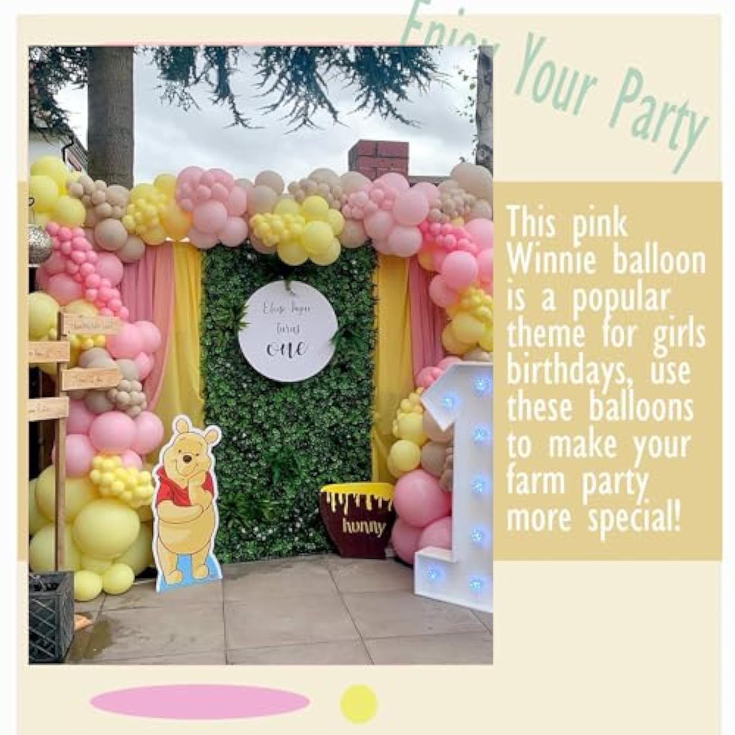 Pink And Yellow Balloon Arch, Pastel Light Pink Balloons Baby Pink Macaron Yellow Balloon Sand White Balloon Arch Kit For Birthday Baby Shower Bee Bear Theme Party Decoration