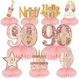 Rose Gold 90th Birthday Centerpieces for Women – 9pcs Elegant Table Decorations
