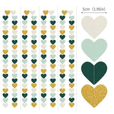 Sage-Green Mint Beige-Gold Love-Heart Garland - 52Ft Rustic Wedding Hanging Decoration Streamers Banner, Baby Safari Birthday Bachelorette Bridal Shower Engagement Valentines Party Decor