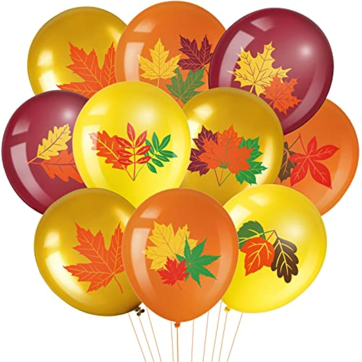45pcs Thanksgiving Fall Leaves Balloons Orange Gold Burgundy Maple for Autumn Party Decor