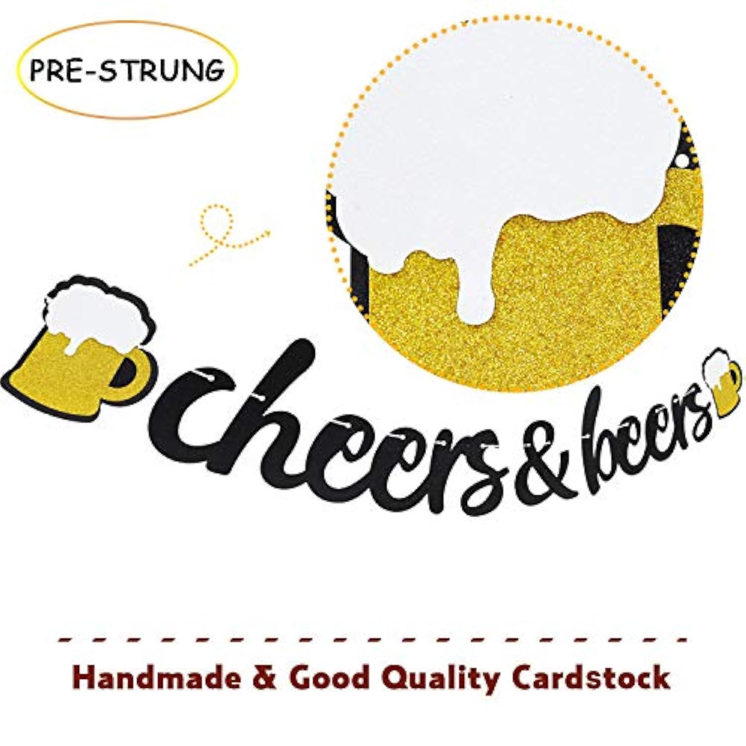 Cheers & Beers Banner Black Glittery Circle Dots Garland(57 Pcs Circle