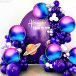 , Purple Galaxy Balloons - 22 Inch, Pack Of 12 | Round 4D Metallic Balloon For Galaxy Birthday Party Decorations | Iridescent Balloon | Purple And Blue Balloons For Mermaid Party Decorations