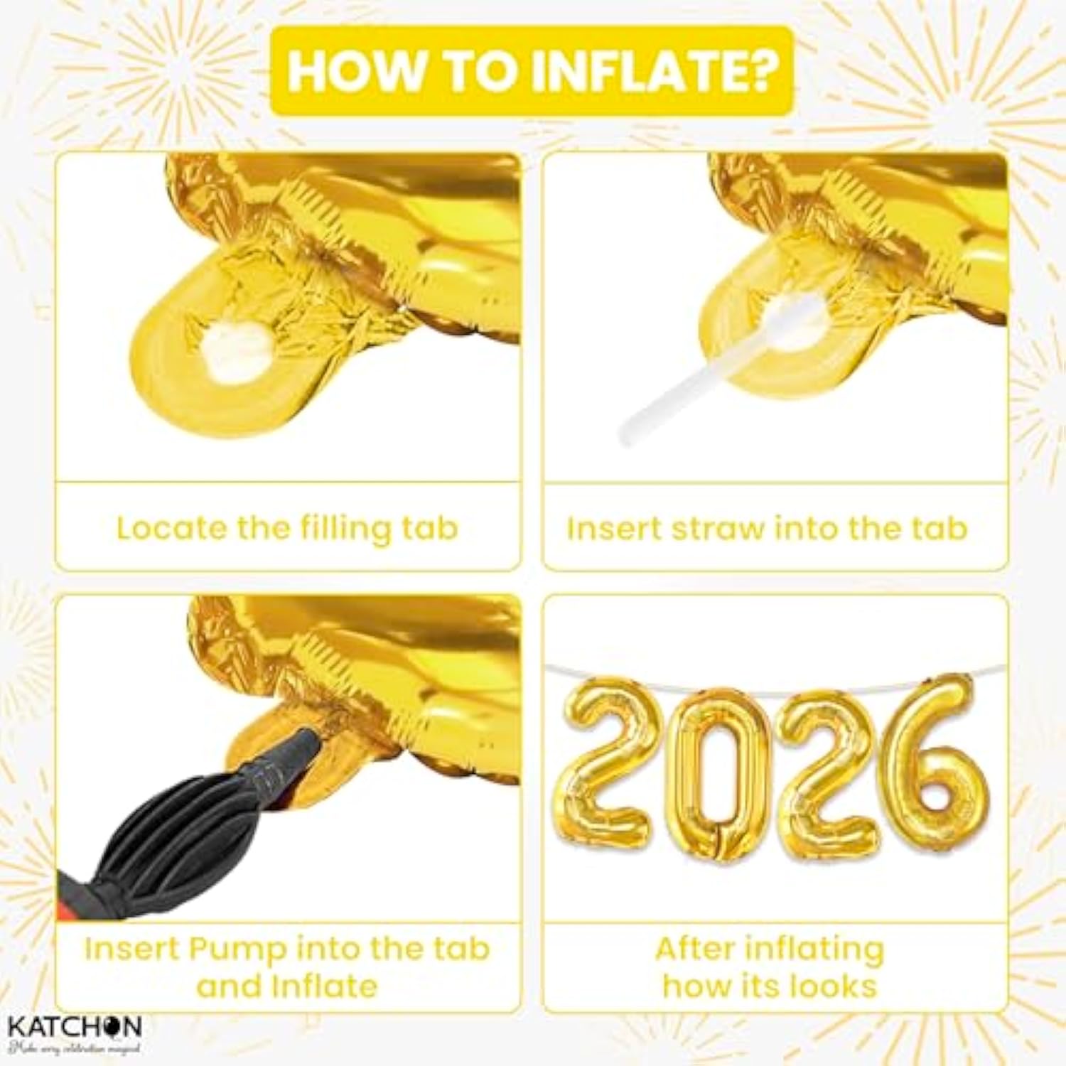 Gold 2026 Number Balloons 16Inch New Year Eve Party Decorations