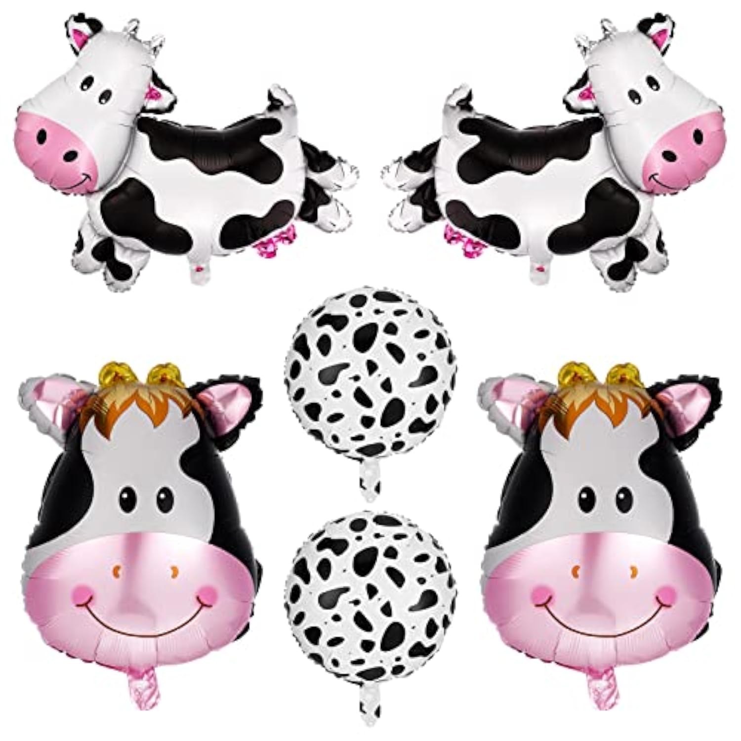 6 Pcs Huge Cow Balloon Funny Cow Print Mylar Balloon For Baby Shower Boy Girl 1St Birthday Farm Animal Western Cowboy Theme Party Decoration