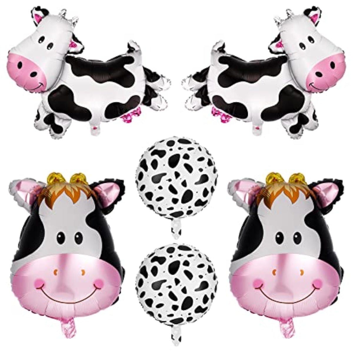 6 Pcs Huge Cow Balloon Funny Cow Print Mylar Balloon For Baby Shower Boy Girl 1St Birthday Farm Animal Western Cowboy Theme Party Decoration