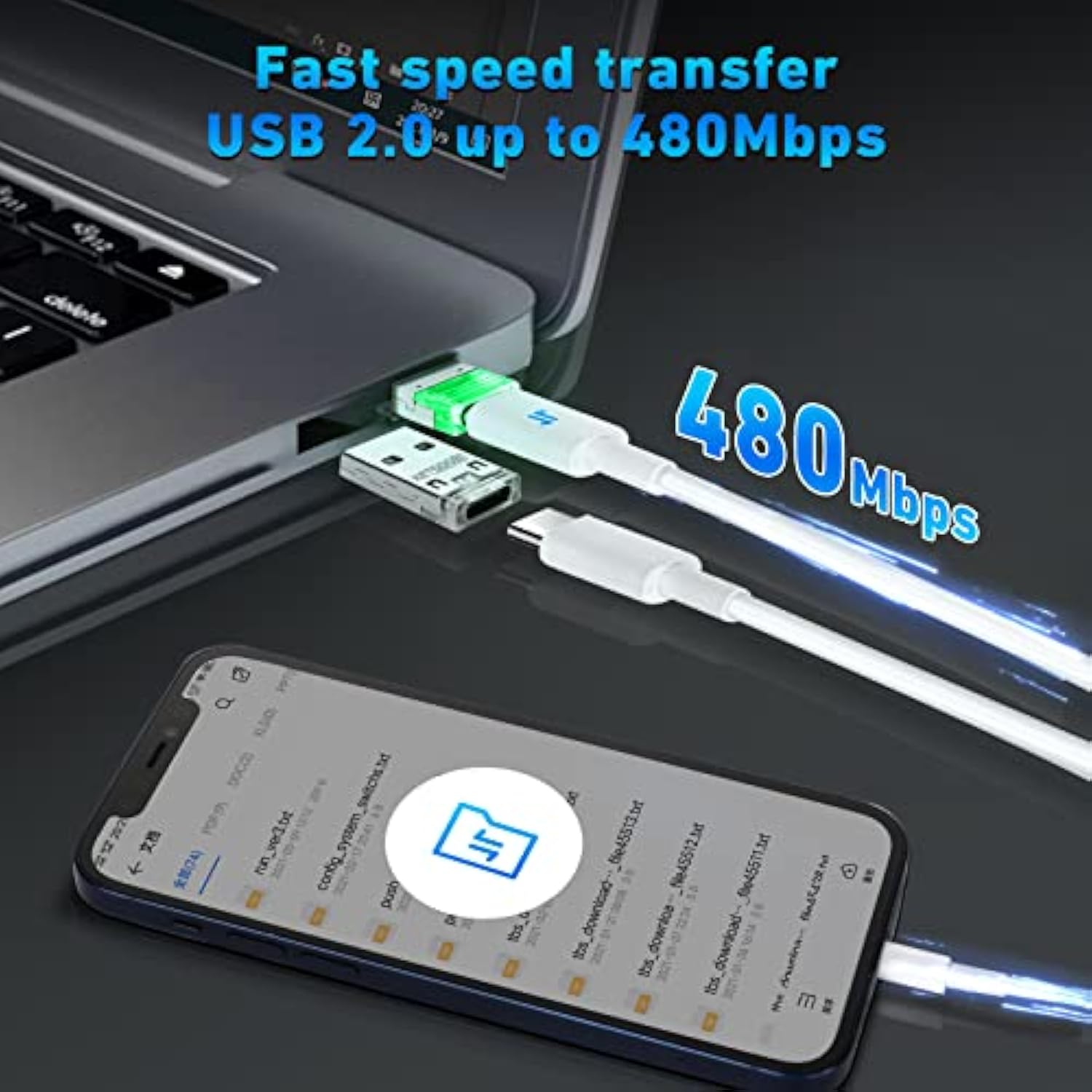 5-Packs Usb C Adapter, Usb-C Female To Usb A Male Converter Green Led Compatible With Iphone15/14, Galaxy S23, Laptop