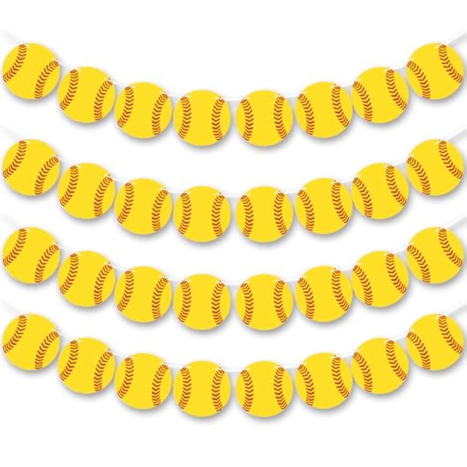 Softball Party Banner,4Pcs Softball Paper Garland For Baby Shower Sports Theme Party Decorations,Softball Birthday Party Photo Prop Pennant Supplies