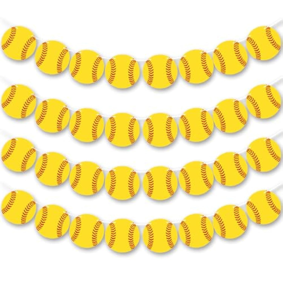 Softball Party Banner,4Pcs Softball Paper Garland For Baby Shower Sports Theme Party Decorations,Softball Birthday Party Photo Prop Pennant Supplies
