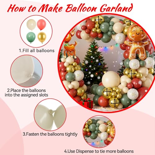 Christmas Balloon Arch for Retro Xmas Holiday Party Decorations