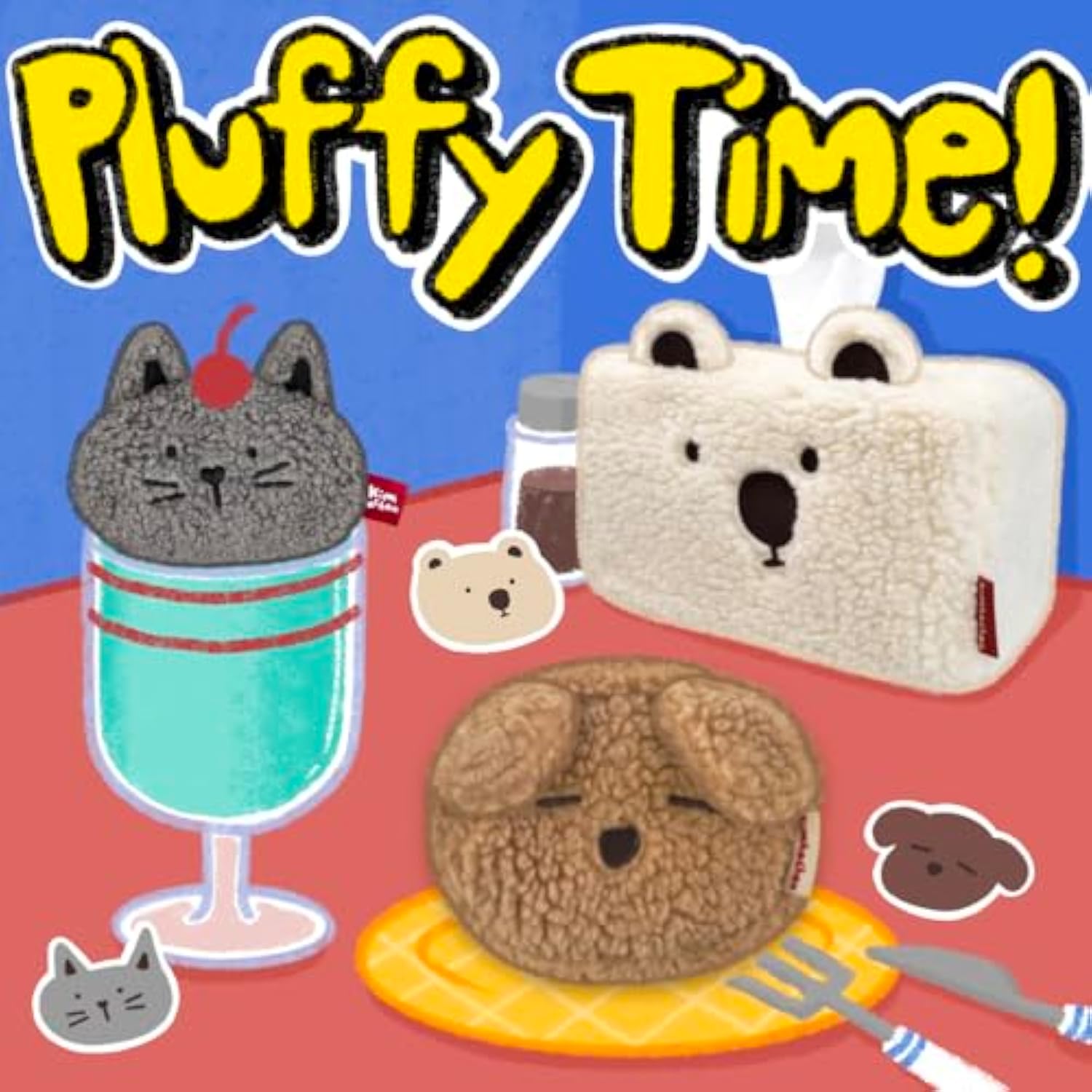 Pluffy Ha-Chan Tablet Pouch 11 Inch - Tablet Sleeve Kindle Pouch Bag Case 9 10 Inch E-Readers Embroidered Cute Character Puffy Korean Goods For Women (Brown)