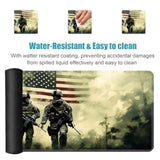 Desk Pad Mat Gaming Mouse Pads With Coasters Set, American Military Army Troops Soldiers Large Extended Desk Mousepad With Stitched Edge & Non-Slip Base For Work, Game, Office, Home (35.4"X 15.7")