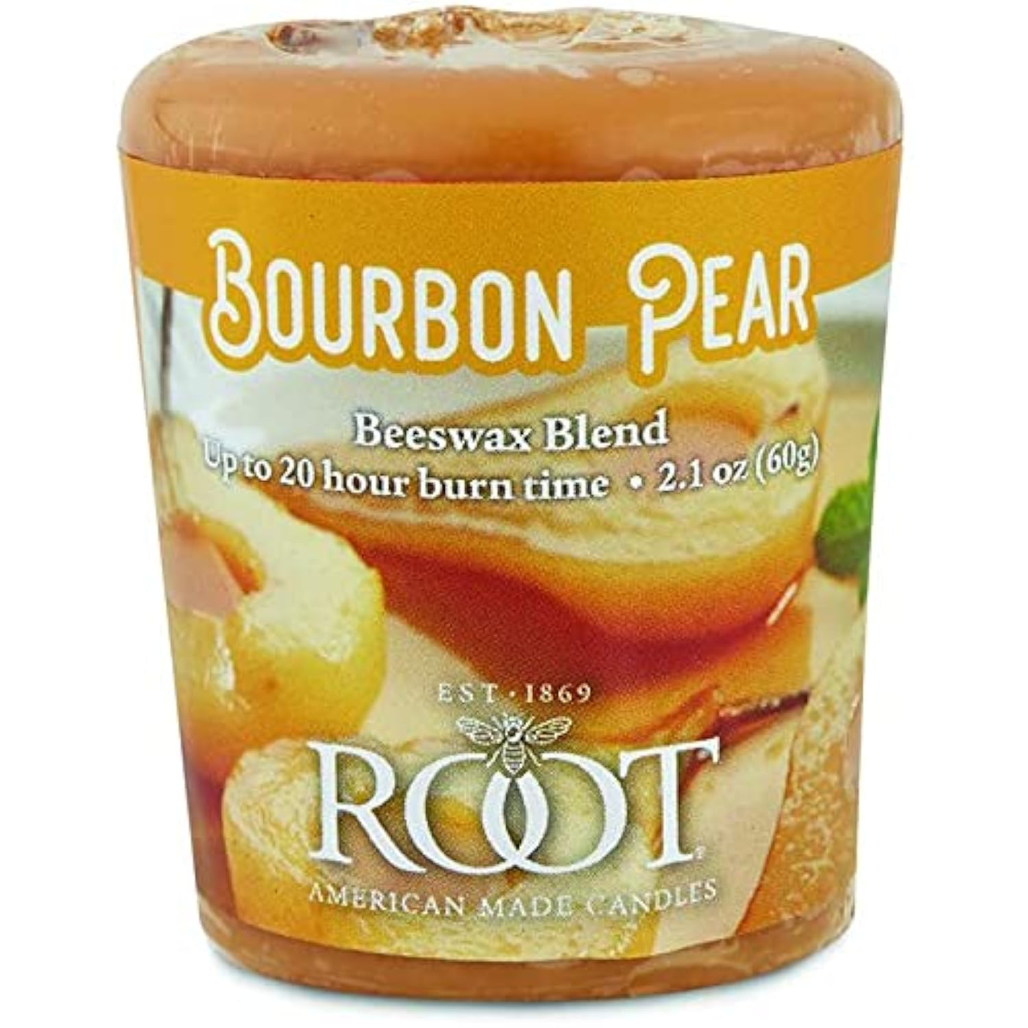 Root Candles Fall Scented Votive Candles Beeswax Blend Premium Handcrafted 20-Hour Votives, 18-Count, Bourbon Pear