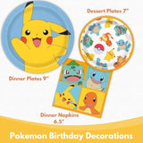 Pokemon Plates and Napkins - Pokemon Birthday Party Decorations - 8 Dinner and 8 Dessert Plates, 16 Napkins - Party Supplies - Officially Licensed