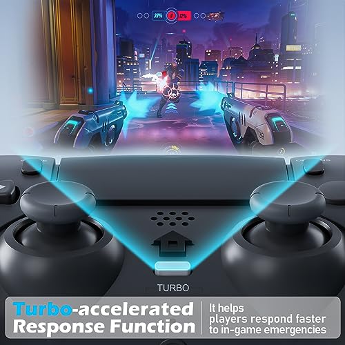 Wireless Controller for PS4 with 2 Macro Buttons, 3.5mm Audio and Turbo Function, 6-Axis Motion Control, Dual Vibration, Gamepad Joystick for PS-4,