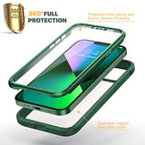 Rugged iPhone 13 Case with Touch Sensitive Screen Protector and Soft TPU Bumper for 6.1" iPhone 13 (Green and Clear)