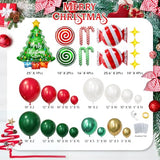161pcs Christmas Balloon Garland Arch Kit with Red Green Pearl White Gold Metallic Green Balloons Candy Cane Xmas Tree Balloons Gold Star Balloon for Xmas Party Decorations