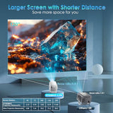 [ Auto Focus / 1080P Native ] Mini Projector 4K, 250 Ansi Lumens, Short Throw Projectors With Wifi And Bluetooth 5.4, Built-In Apps, Outdoor Movie Projector Portable Proyector (2026 Upgrade, White )
