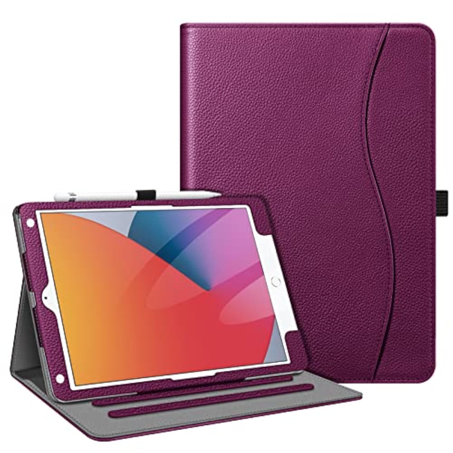 Fintie Case For 9Th / 8Th / 7Th Generation (2021/2020/2019) 10.2 Inch - [Corner Protection] Multi-Angle Viewing Stand Cover With Pocket & Pencil Holder, Auto Sleep Wake, Purple
