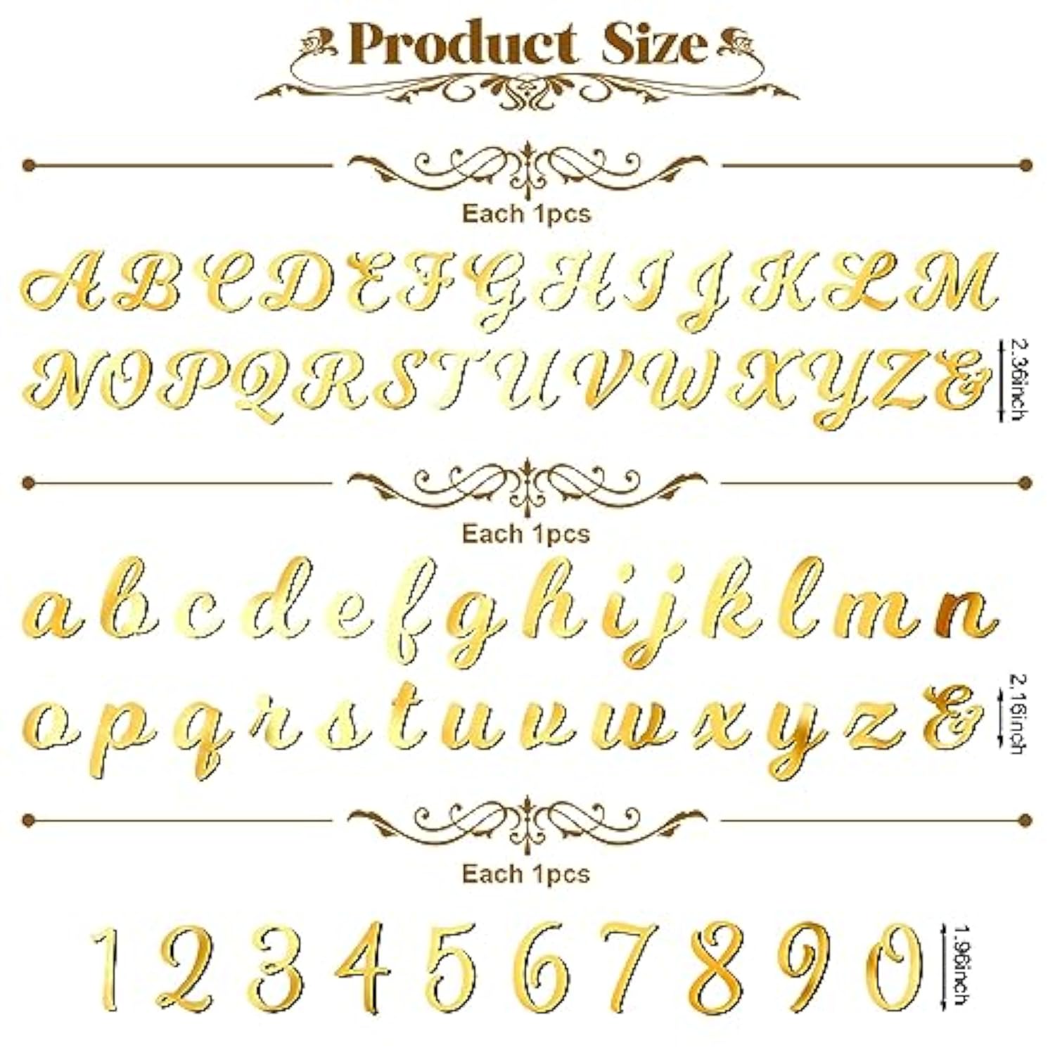 64 Pcs Acrylic Cake Alphabet Numbers Topper, Mirror Number 0-9 And Alphabet A-Z Personalized Cake Picks Decor Anniversary Wedding Baby Shower Party Supplies(Gold)