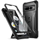 Revolution Case Compatible With Pixel 7 Pro 5G, Full Body Rugged Shockproof Protective Cover Case With Kickstand, Built-In Screen Protector Work With Fingerprint Id, Black