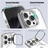 iPhone 16 Pro Clear Case with MagSafe Compatibility, Military Grade Shockproof, Heavy Duty Protective, Adjustable Kickstand, Matte Semi Clear Phone Cover for iPhone 16 Pro