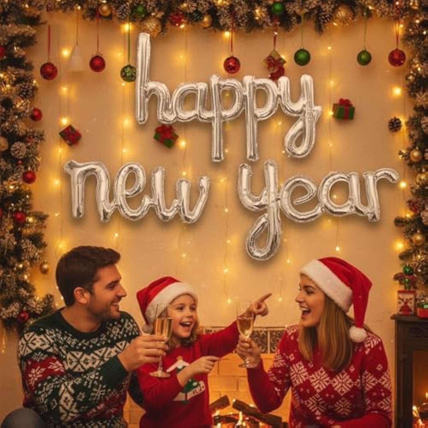 Sliver Happy New Year Balloons 2026, New Years Eve Balloons, Nye Decorations 2026, Foil Party Balloon Eve Decorations Supplies