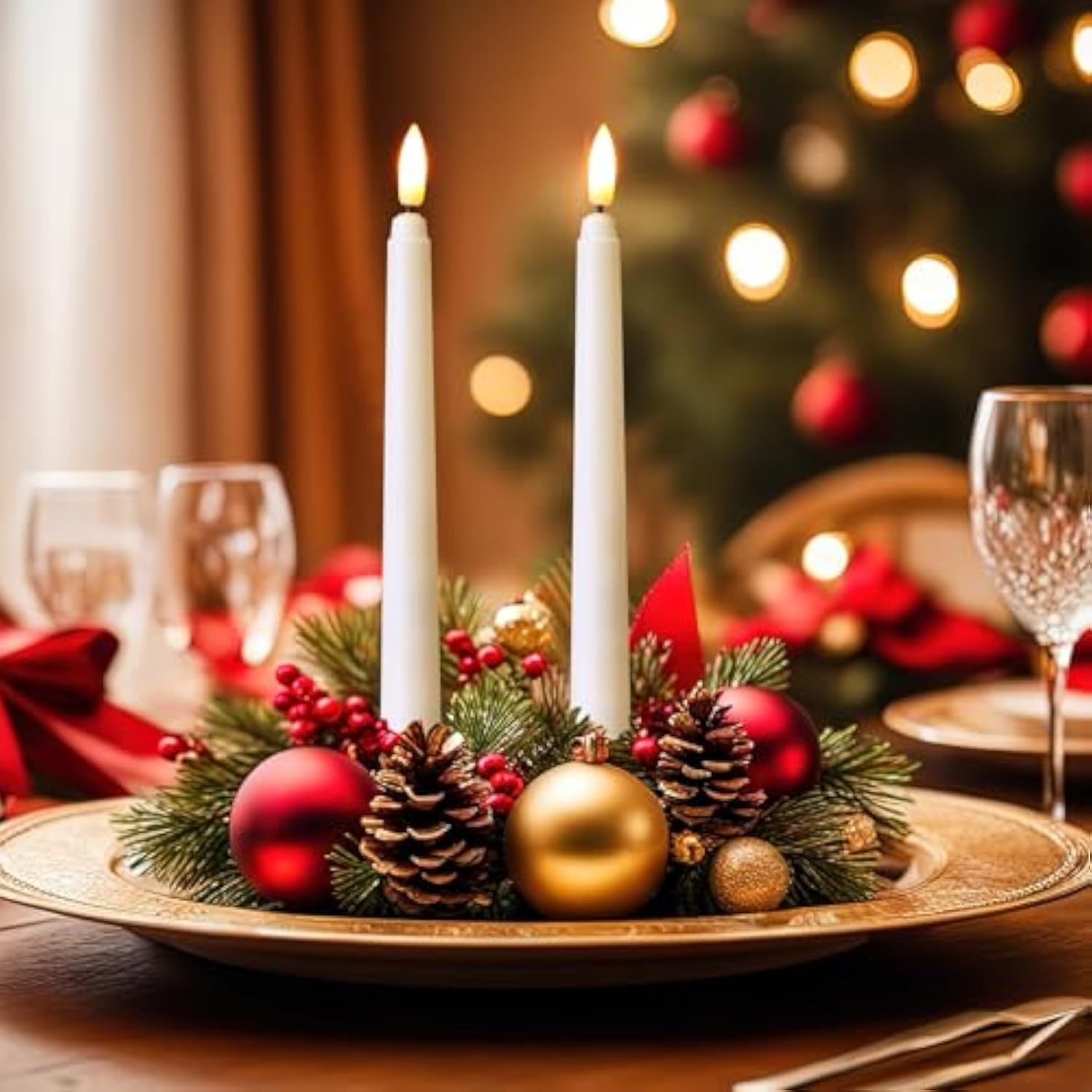 50 Pcs 8.5 Inch Flameless Taper Candles Battery Operated Taper Candles Bulk Led Flickering Flameless Candlesticks Realistic Candle Lights For Home Dinner Wedding Church Christmas Decor