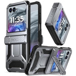Spartan Case For Motorola Moto Razr 2024,[Kickstand][Hinge Protection][20Ft Mil-Grade Drop Tested], Full-Body Rugged Shockproof Protective Cover With Kickstand, Metallic Gun Metal