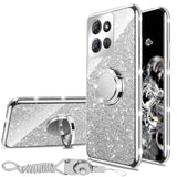 For Motorola Moto G Power 5G 2025 Phone Case (6.8-Inch) With Ring Stand Lanyard Girls Women Men Cute Soft Tpu Glitter Shockproof Protection Cover - Silver