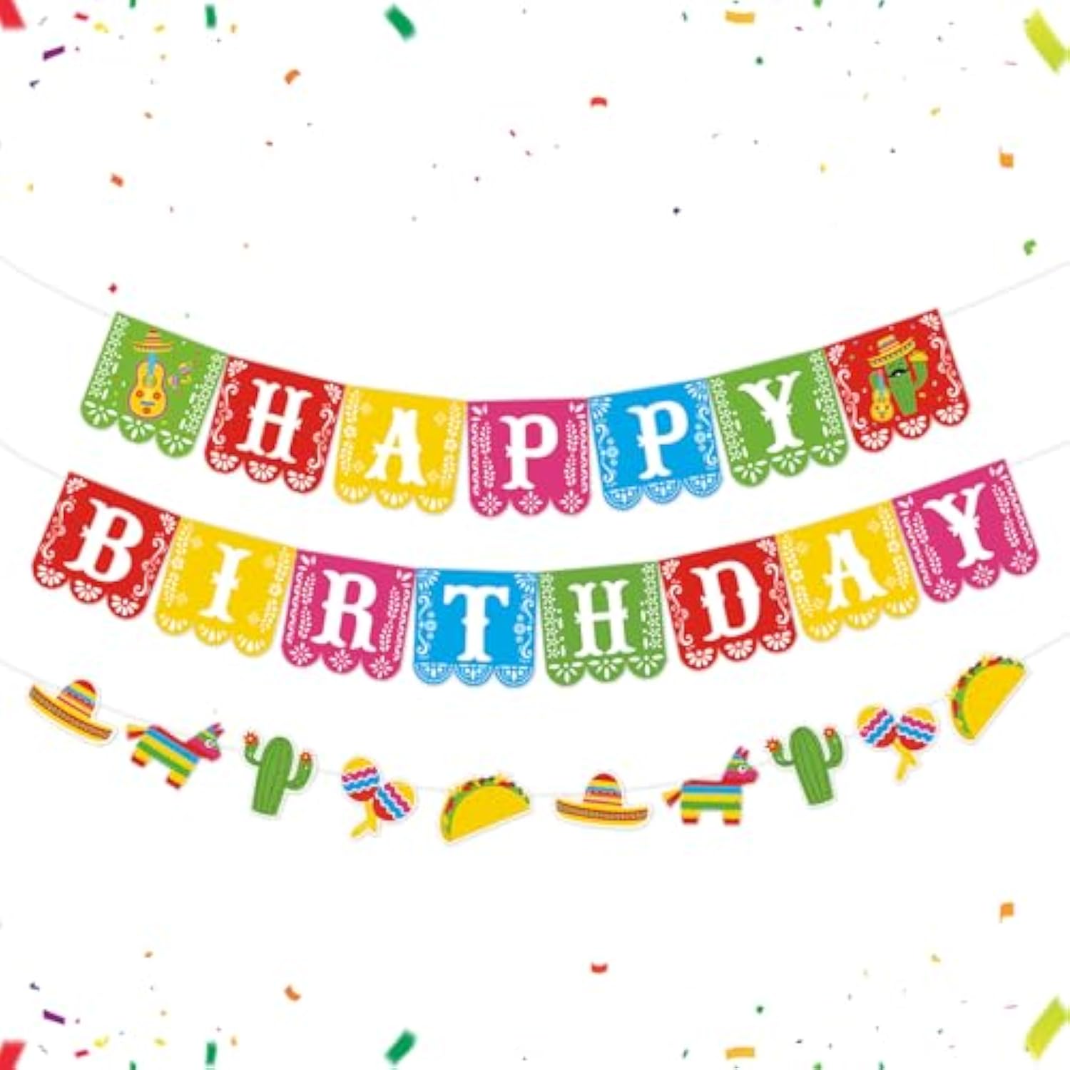 3 Pcs Mexican Happy Birthday Banner Cinco De Mayo Fiesta Party & Photo Booth Decor