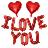 16 Inch Red I Love You Red Heart Balloons, 10 Pcs Red I Love You Letters Balloons Red Heart Valentine'S Day Balloons Banner For Valentine'S Day Wedding Ceremonies Party Decorations I Love You