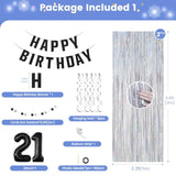 21St Birthday Decorations For Boys Girls, Happy Birthday Decorations For Her Him,21 Black And Silvery Party Kit Supplies