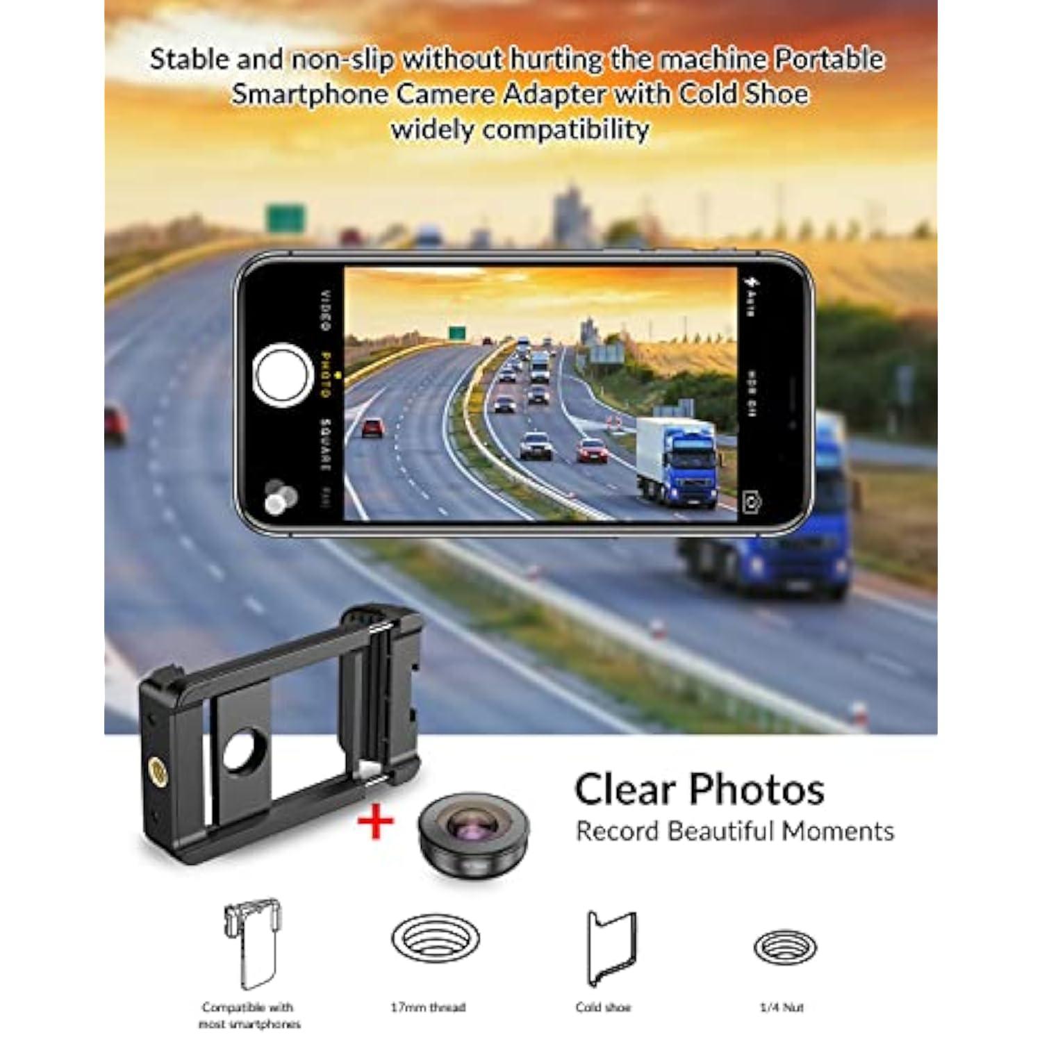 17 Mm Thread Lens Adapter, Telephoto Lens Phone Mount Sturdy And Wear-Resistant, Lens Holder Suitable For All Lens&Telephoto Lens With 17Mm Thread, Works With Almost All Smartphones