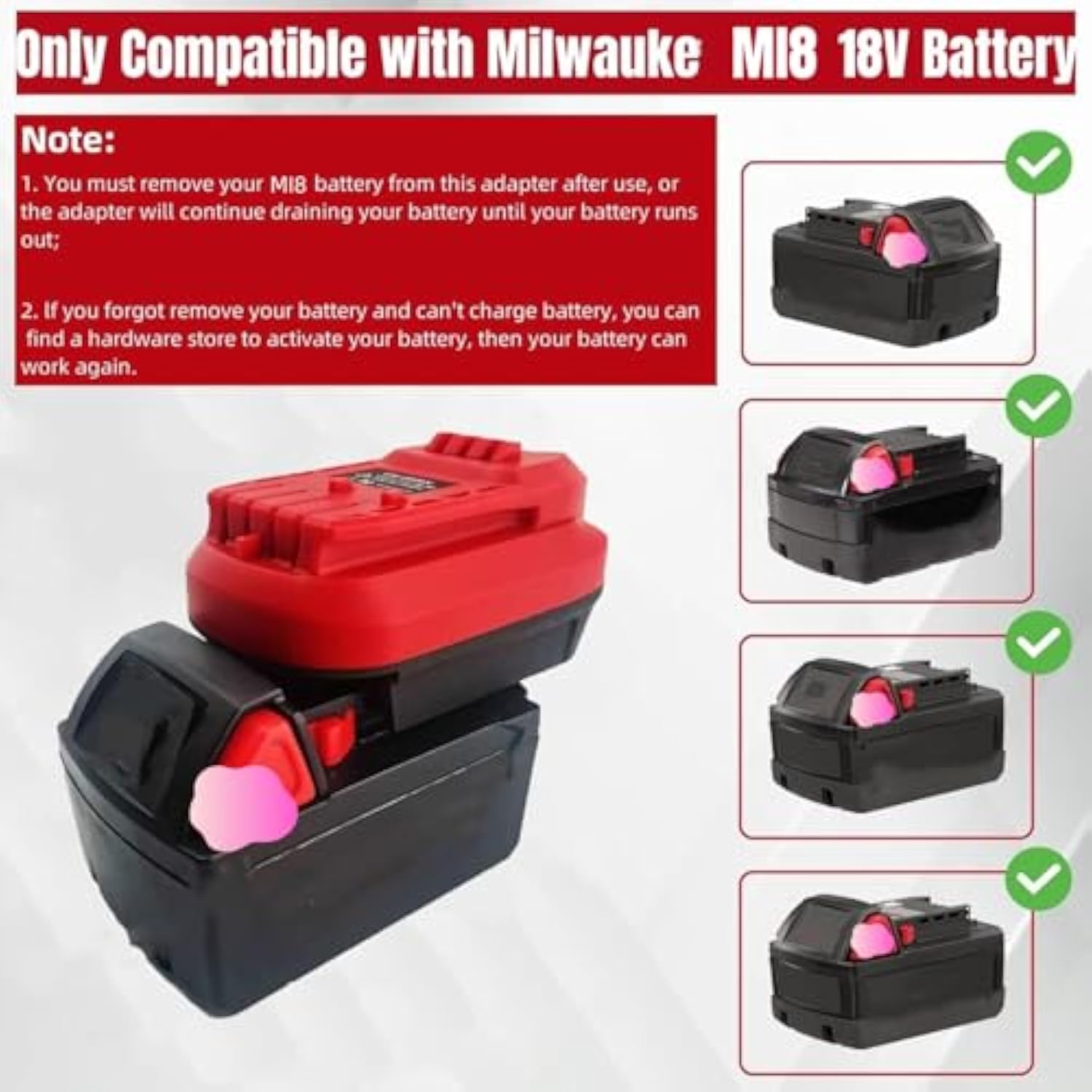 For Milwaukee Battery Adapter, Convert For Milwaukee To For Craftsman Battery Adapter, Make For M18 Battery Work For Craftsman New 20V Power Tool (Adapter Only)