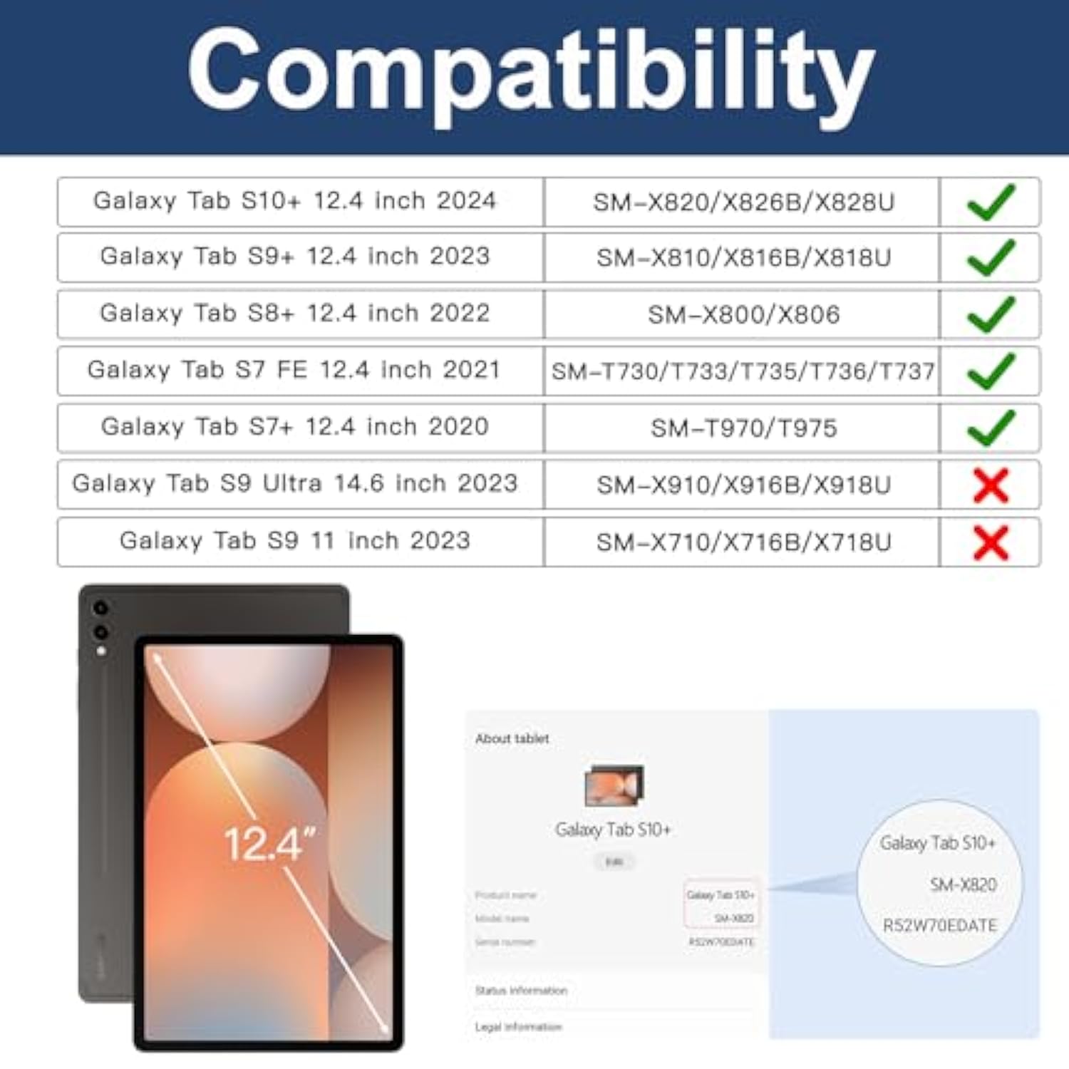 Samsung Galaxy Tab S8 Plus/S7 Plus/S7 Fe Case 12.4 Inch,Heavy Duty Shockproof