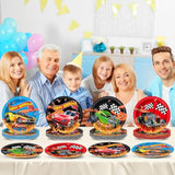 60Pcs 7" Hot Car Party Supplies Race Car Theme Dessert Plates Decorations Race Car Disposable Paper Plates Racing Tableware For Kids Boys Baby Shower Party Favors Birthday