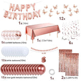 Rose Gold Birthday Decor Kit: Balloons, Banner, Butterflies & Fringe