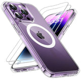 3 In 1 For Iphone 14 Pro Max Case, Compatible With Magsafe [Not-Yellowing] With 2X Screen Protector, -Grade Protection, Magnetic Case For Iphone 14 Pro Max 6.7", Clear