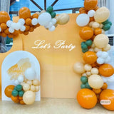 141Pcs Sage Green Orange Balloon Arch Kit Yellow White for Birthday Wedding Baby Shower