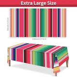Disposable Plastic Mexican Serape Tablecloths, 54 X 108 Inch Mexican Striped Party Table Cover For Wedding Birthday Decorations Outdoor Indoor Party Supplies