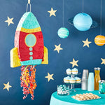 - Pull String Rocket Ship Pinata - Outer Space Party Decorations For Astronaut Themed Birthday (Small, 16.5 X 12.5 X 3 In) - Space Themed Party Decorations