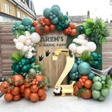 137Pcs Dinosaur Balloon Arch Garland Kit, Jurassic Themed Birthday Decorations With Green Blue Brown White Balloons, For Jungle Theme Party, Dino Balloon For Kids