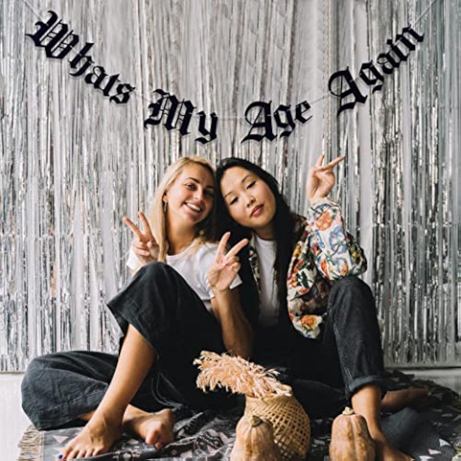 Gothic “What’s My Age Again” Old English Birthday Banner for 20th–40th Parties