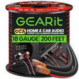 GEARit 18AWG Speaker Wire, Pro Series 18 Gauge Speaker Wire Cable (200 Feet / 60 Meters) Great Use for Home Theater Speakers and Car Speakers, Black