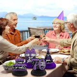 9Pcs Purple 70Th Birthday Decorations Purple Black Happy 70Th Birthday