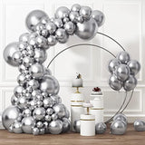 Silver Balloons Different Sizes 105Pcs 5/10/12/18 Inch Metallic Silver Balloon Garland For Happy New Year Decorations Birthday Wedding Baby Shower Party Decorations